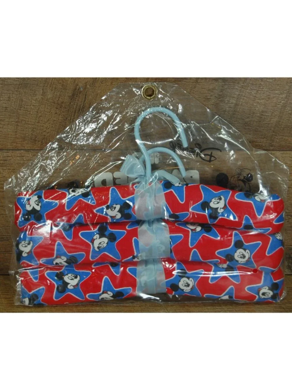NEW Vintage 1987 Mickey Mouse Disney IPC Padded Hangers Soft Scent Blue Red